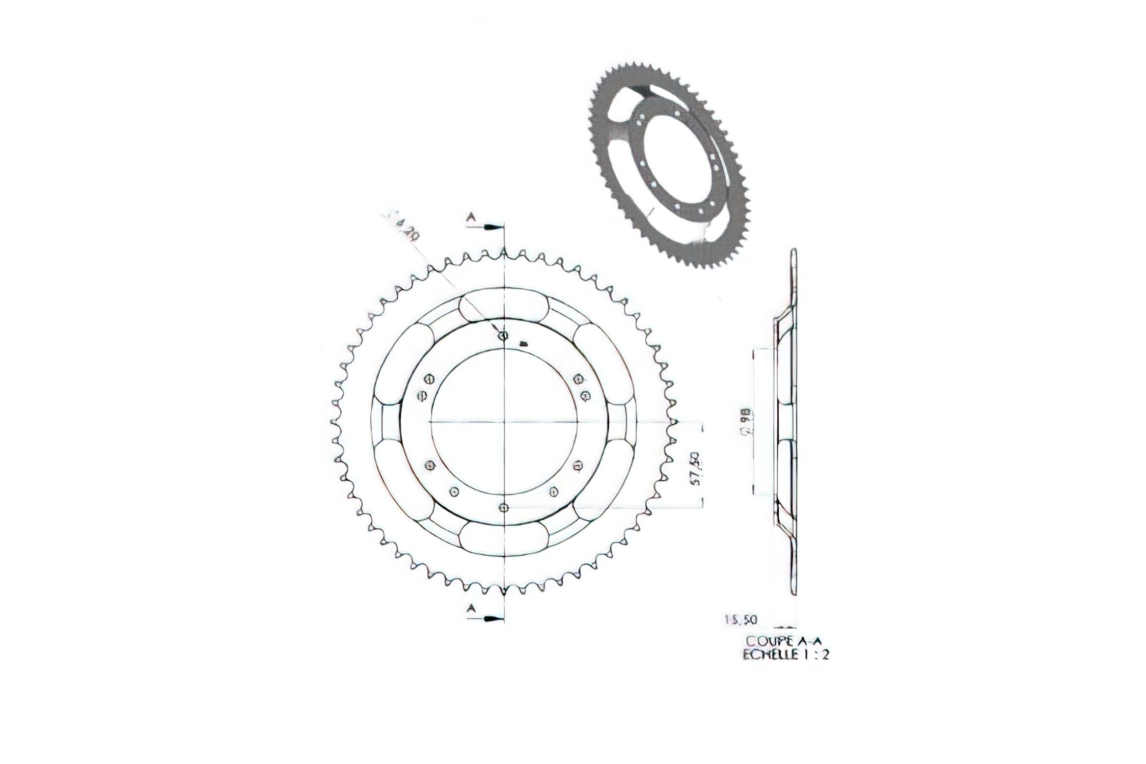 Couronne 56 dents Peugeot 103 SPX / RCX (jante Grimeca d.98mm)