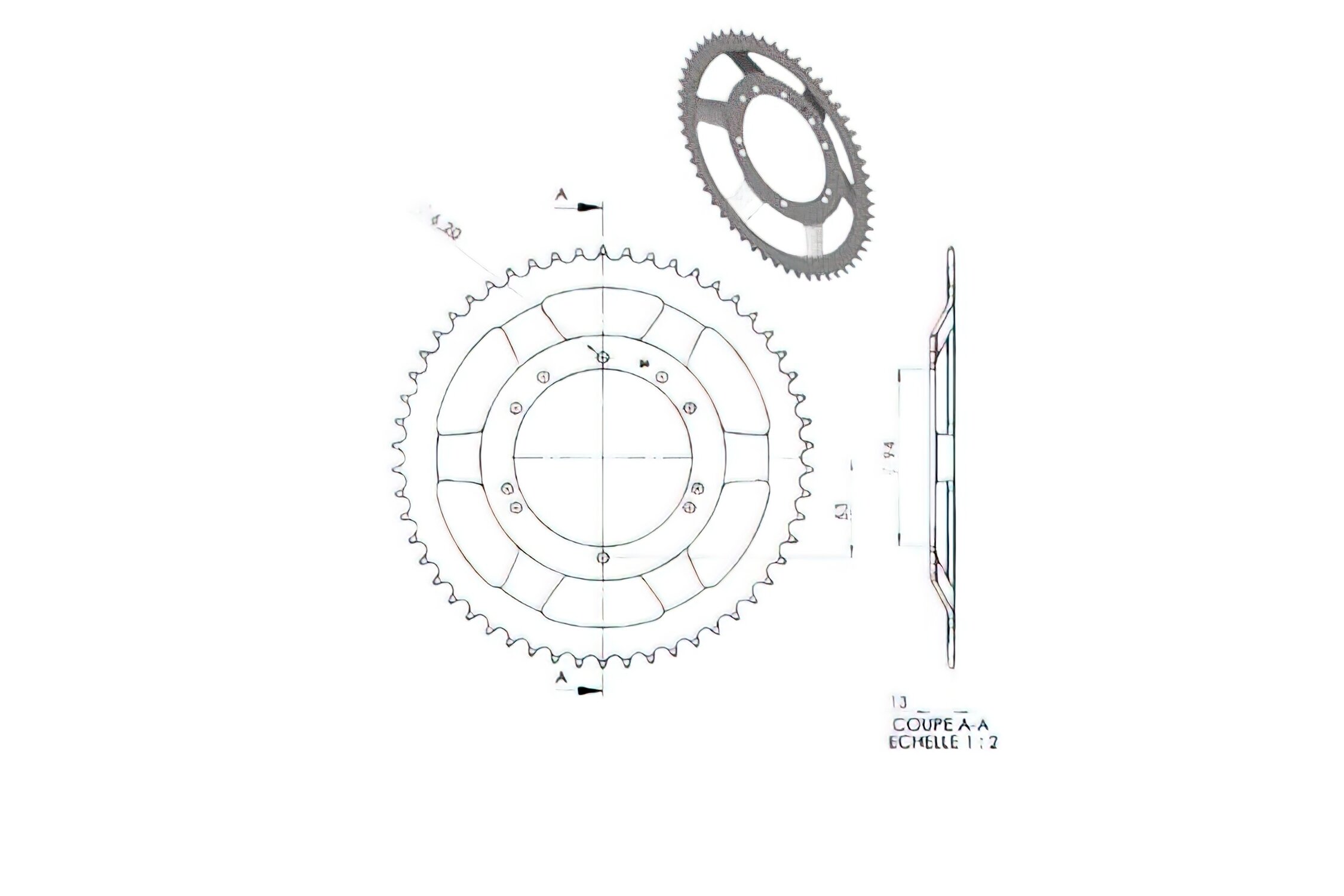 Couronne 54 dents MBK 40 / 50 (d.94mm)