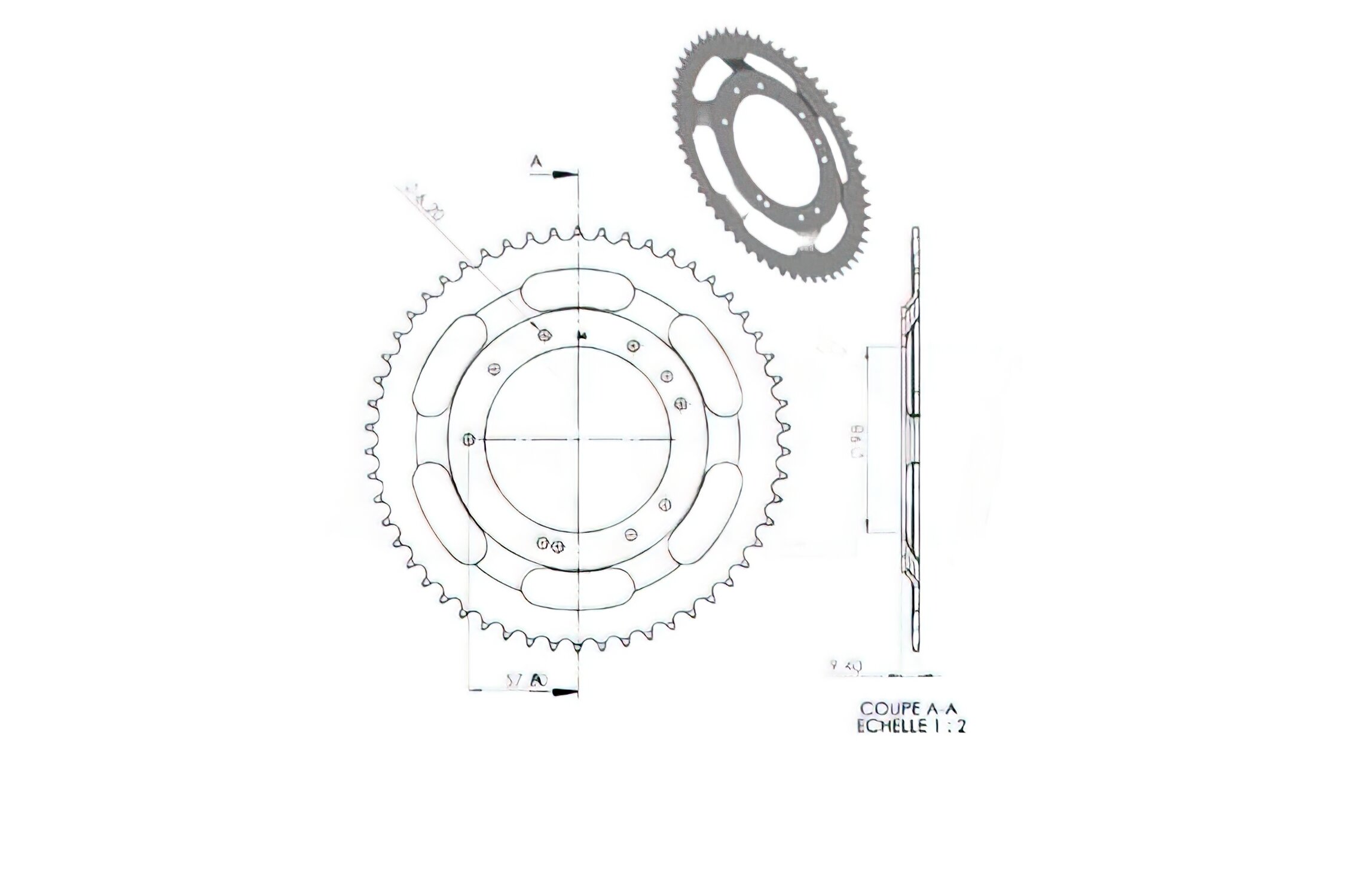 Couronne 54 dents MBK 51S (jante Grimeca d.98mm)