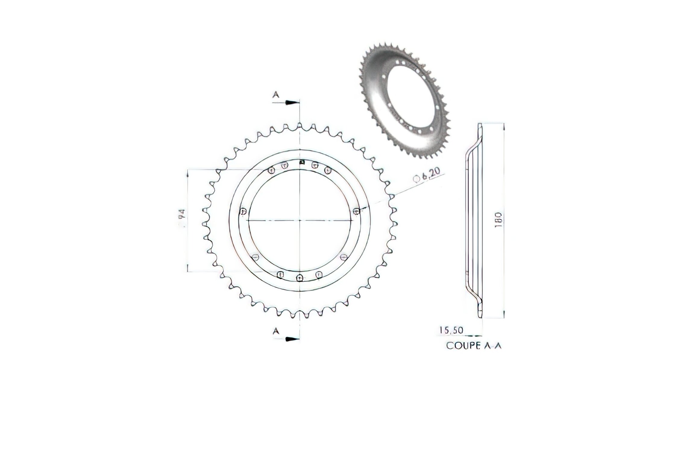 Couronne 43 dents Peugeot 103 SL (d.94mm)