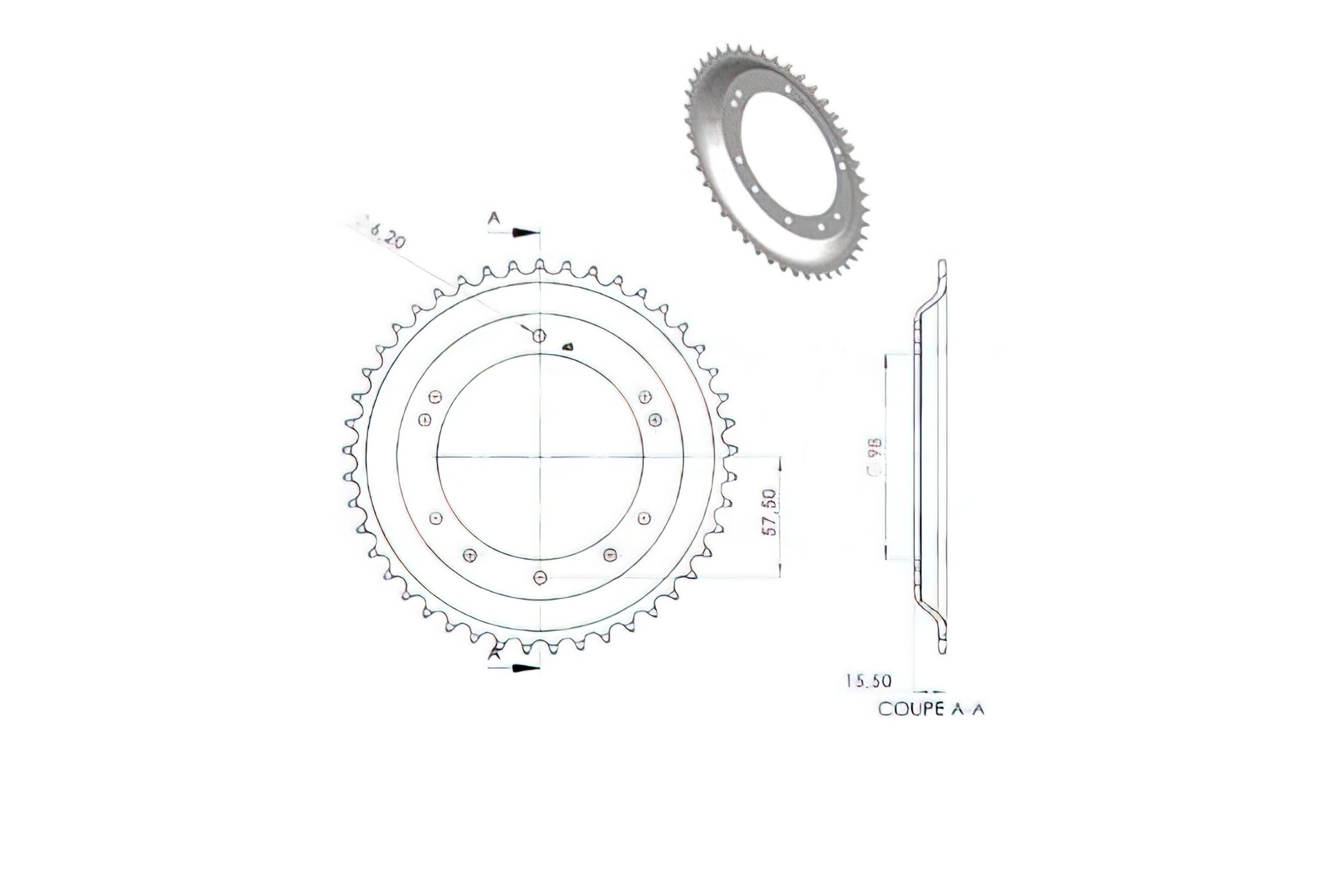 Couronne 45 dents Peugeot 103 SPX / RCX (jante Grimeca d.98mm)