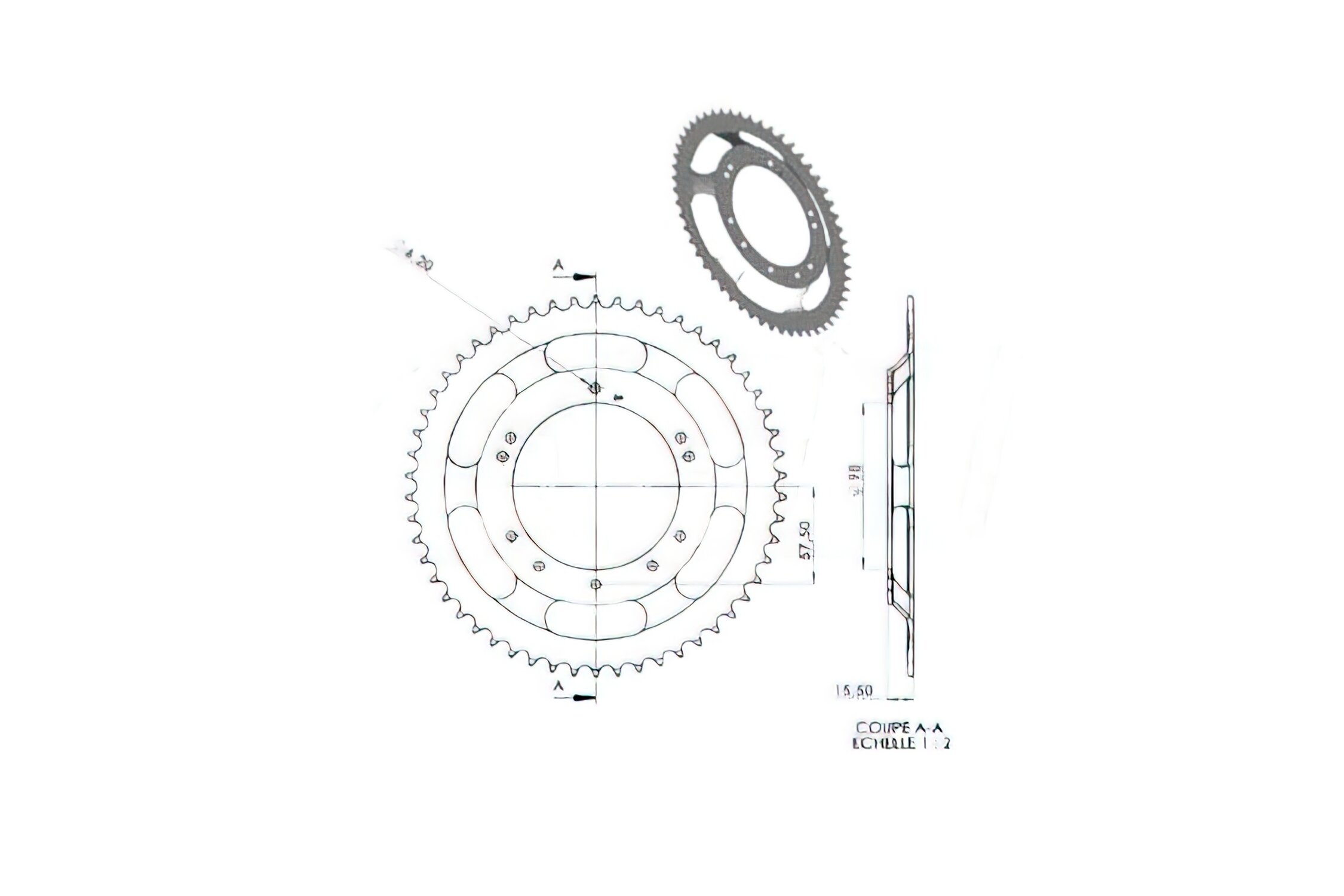 Couronne 54 dents Peugeot 103 SPX / RCX (jante Grimeca d.98mm)