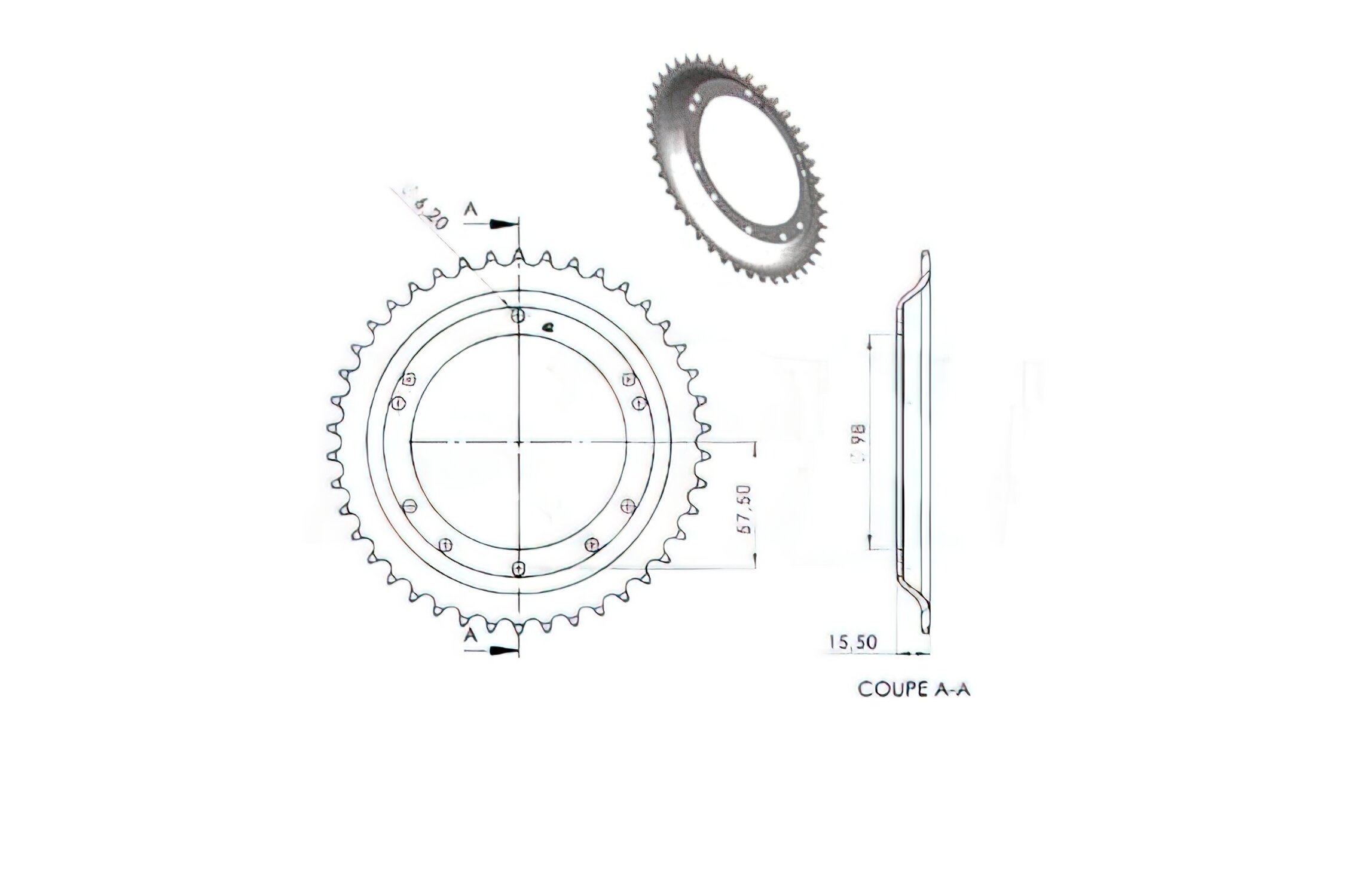 Couronne 42 dents Peugeot 103 SPX / RCX (jante Grimeca d.98mm)