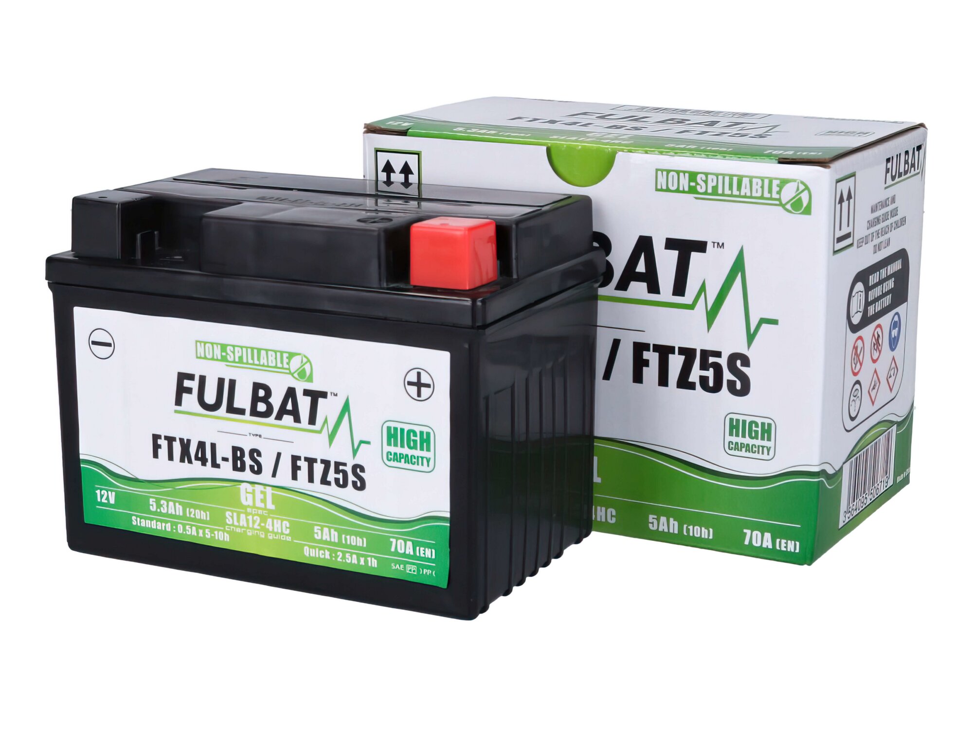 Batterie 12V - 5Ah Fulbat FTX4L-BS / FTZ5S (SLA) Gel sans entretien - prête à l'emploi