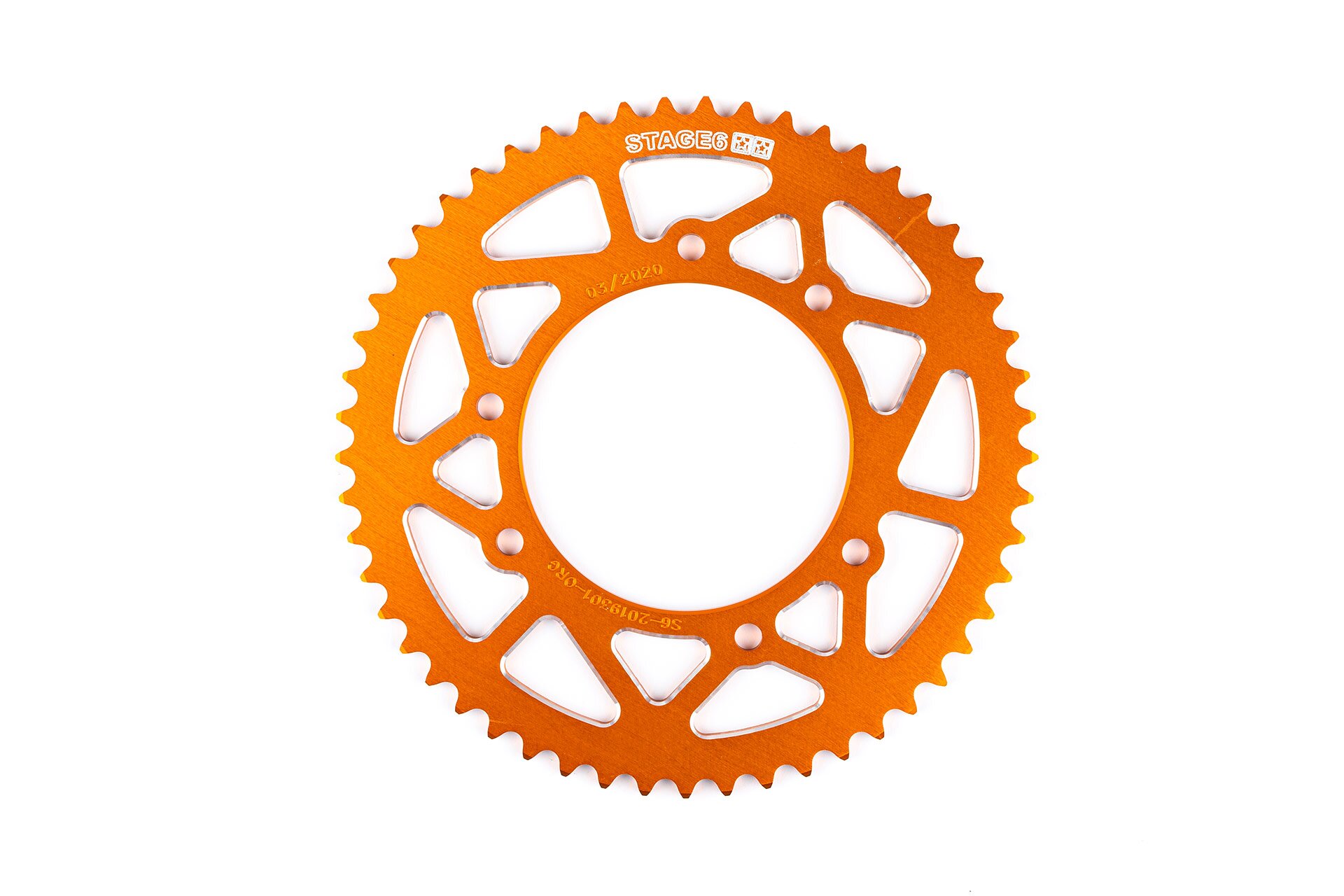 Couronne 53 dents - 420 Stage6 alu CNC Orange Derbi DRD Pro