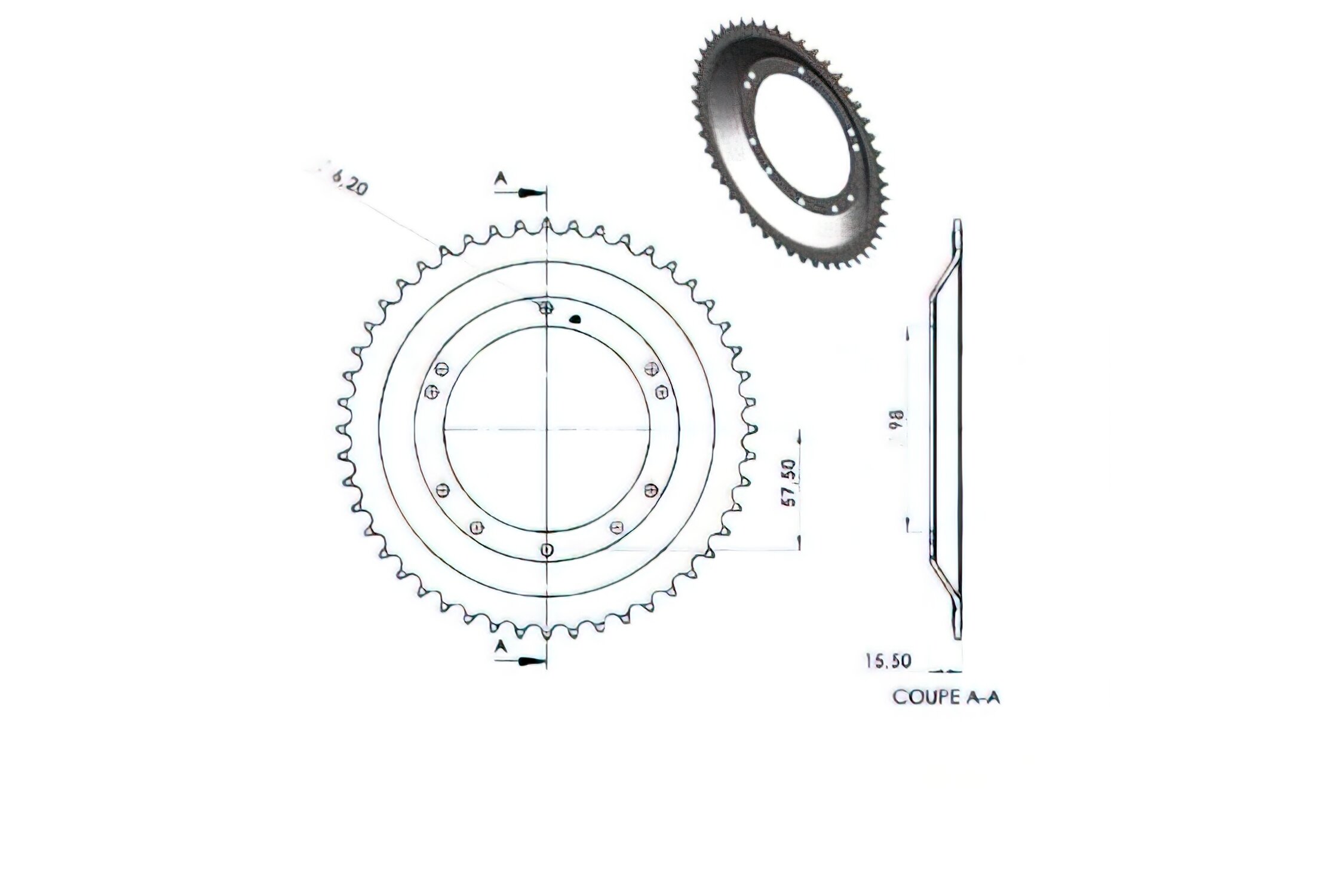 Couronne Teknix 48 dents Peugeot 103 SP / SPX (jante Grimeca)