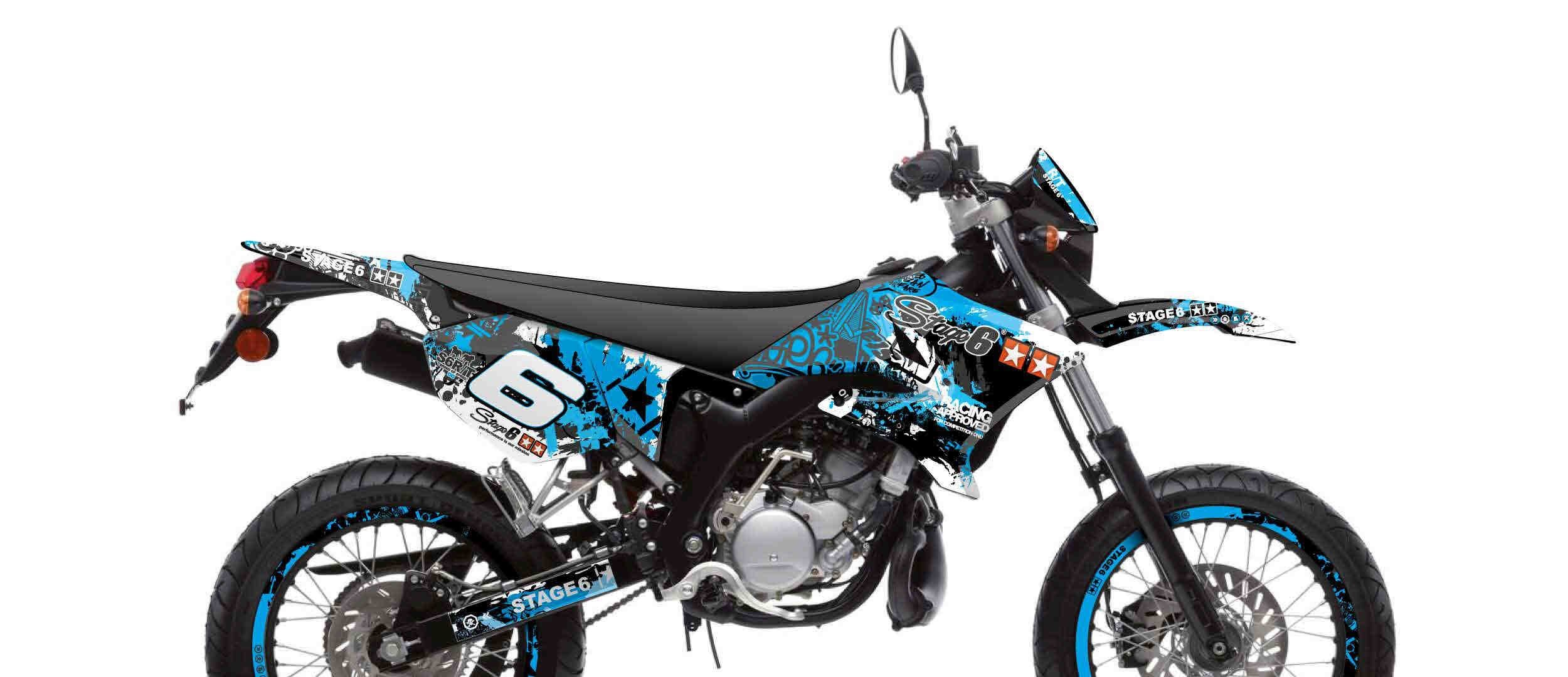 Kit déco Yamaha DT 50 Stage6 bleu / noir