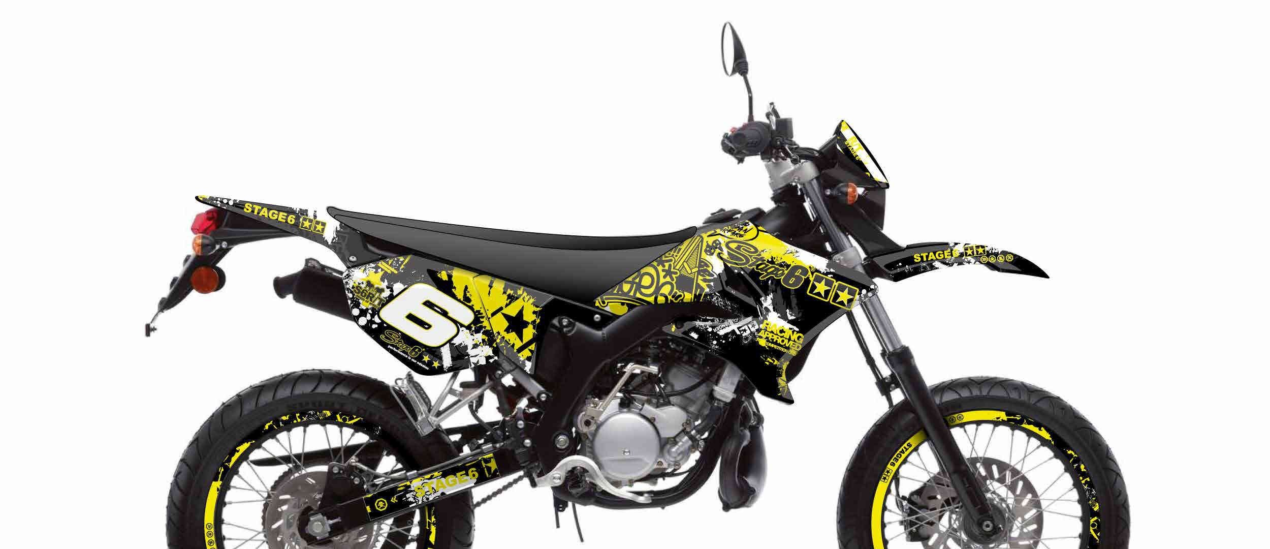 Kit déco Yamaha DT 50 Stage6 jaune / noir